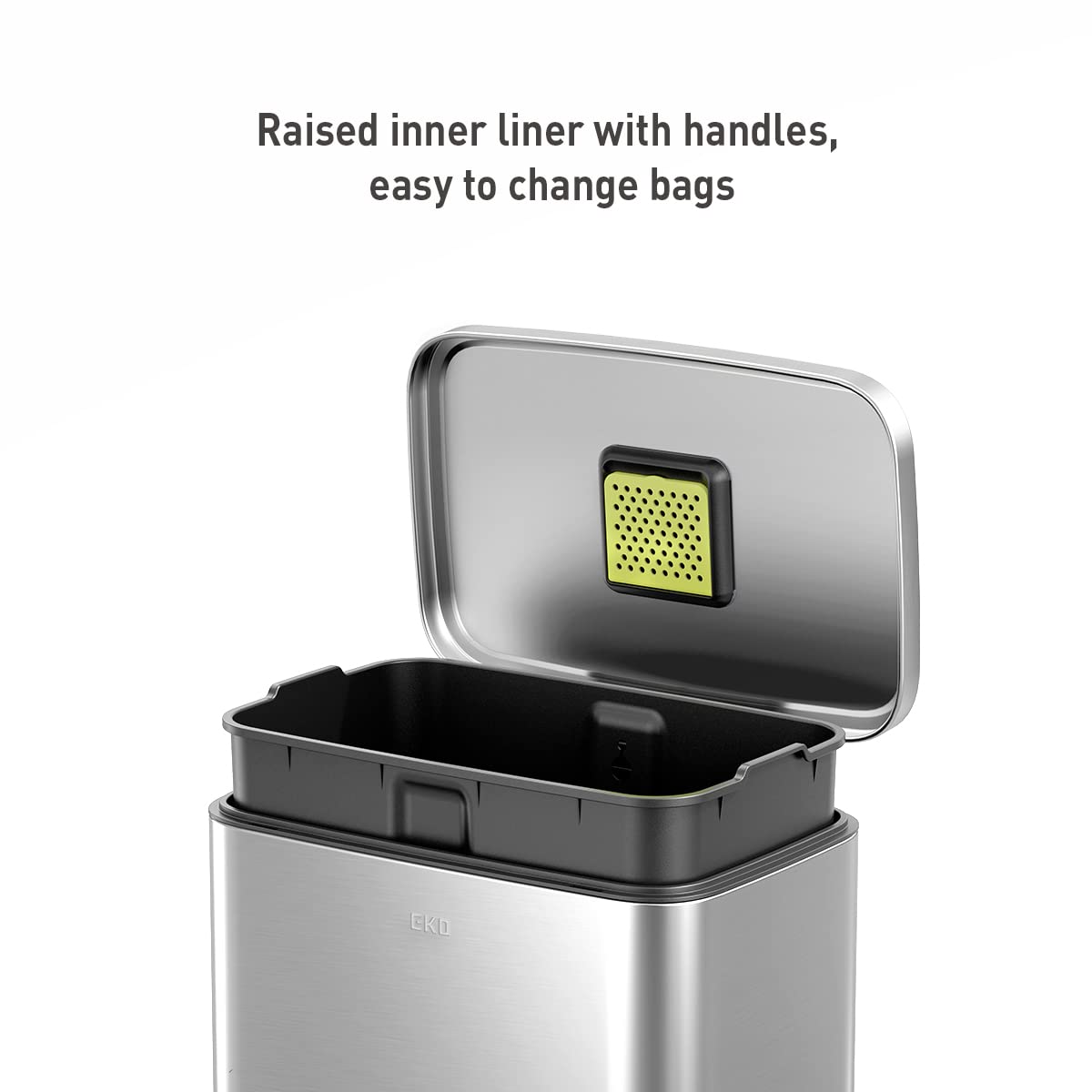 EKO Madison Brushed Stainless 50 Liter/13.2 Gallon Step Trash Can with Inner Liner - Fingerprint