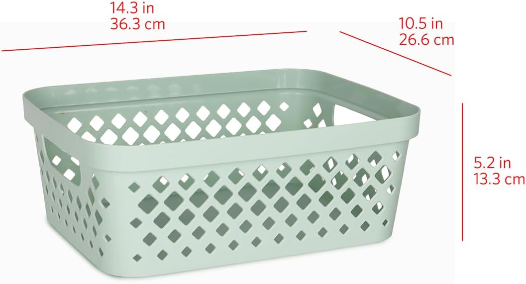 Glad Plastic Storage Basket Set, Value Pack of 6 | Open Storage Bins for Shelves, Bathroom, Pantry