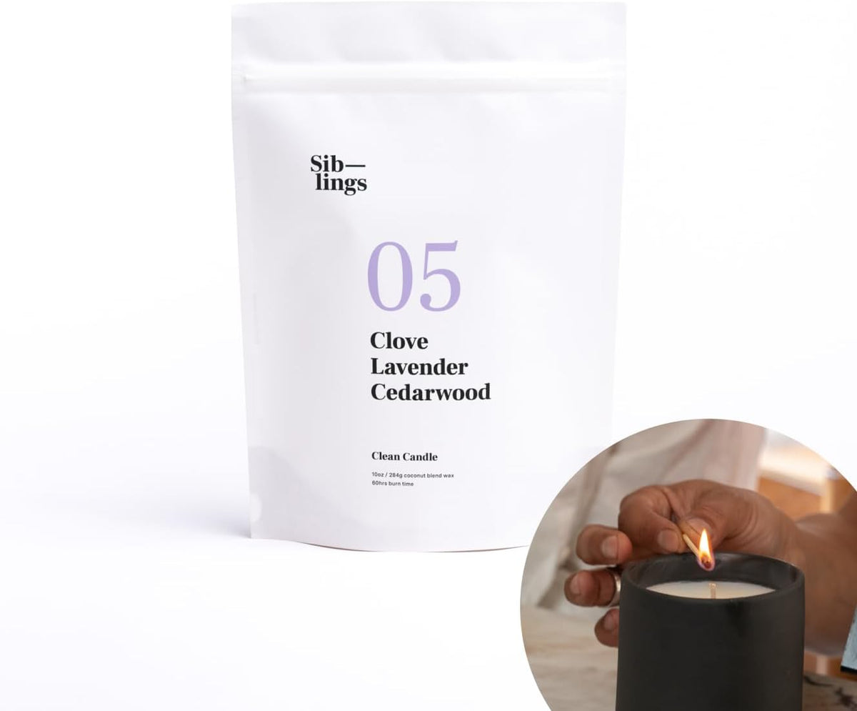 Siblings Candle Making Kit | DIY Coconut-Soy Wax Candle Kit with Wooden Wick | Scent No 05: Clove