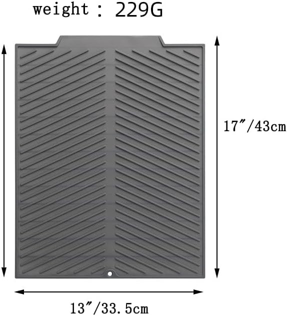 Silicone Dish Draining Mat, Eco Friendly Dish Drying Mat Kitchen Counter Anti-Skid and Heat