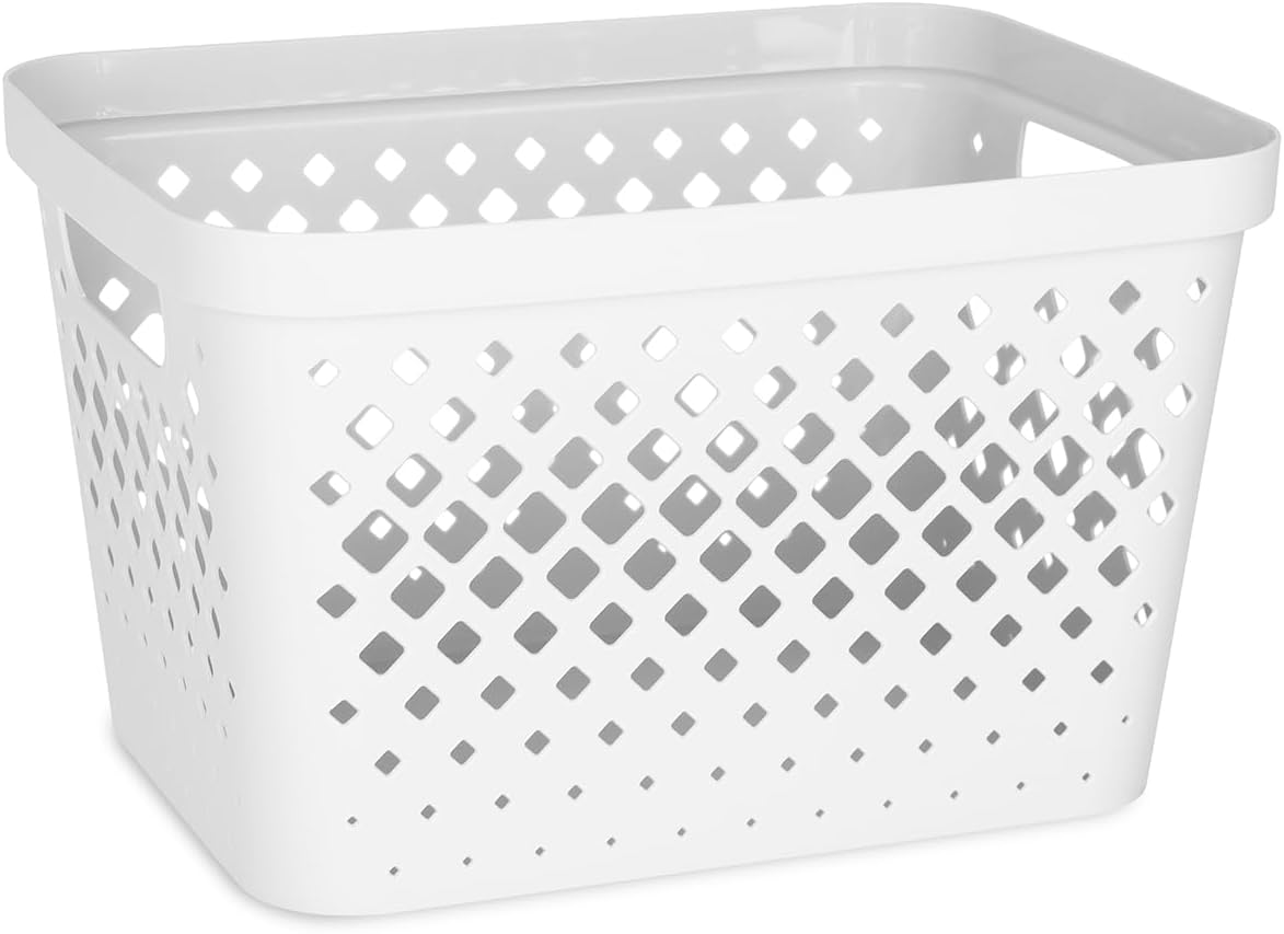 Glad Plastic Storage Basket Set, Value Pack of 6 | Open Storage Bins for Shelves, Bathroom, Pantry