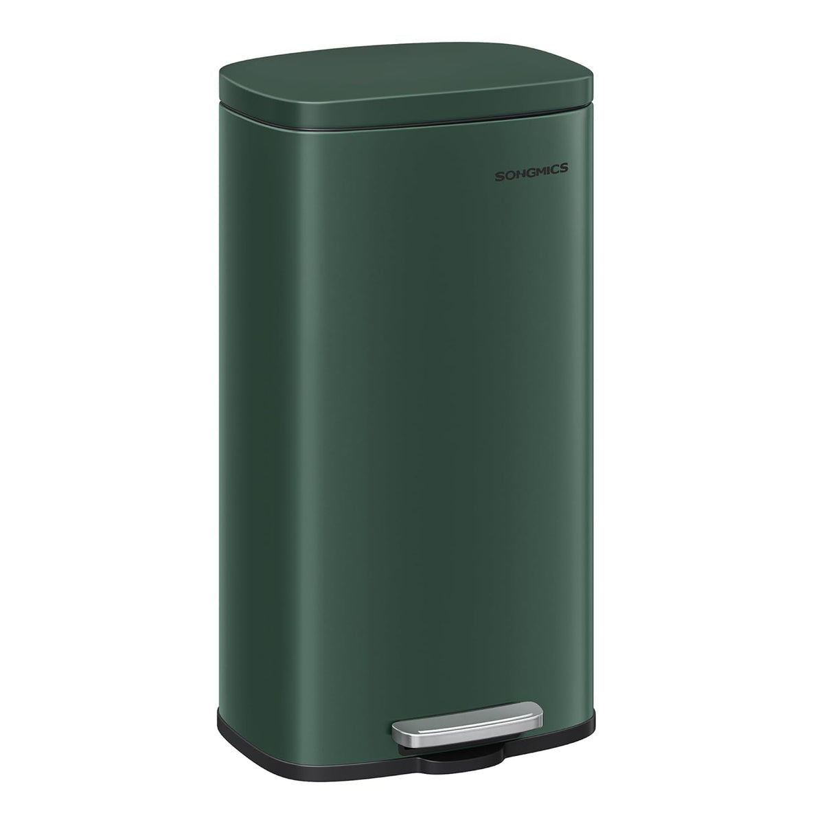 SONGMICS Trash Can with Lid, 8 Gallon Garbage Can, Stainless Steel Small Waste Bin with Step Pedal