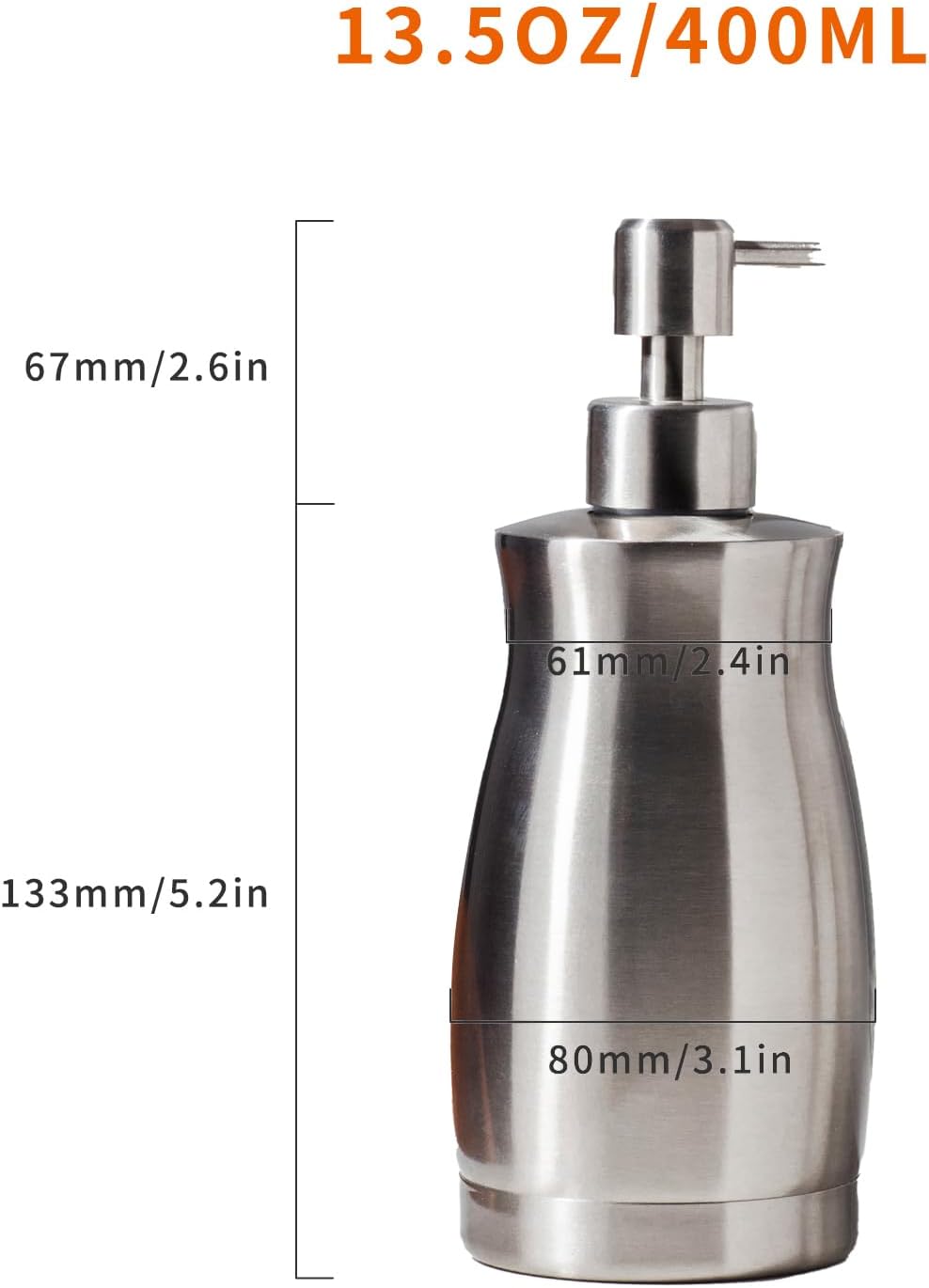 Brushed Stainless Steel Countertop Soap Dispenser Rust and Leak Resistant Hand Soap Pump with