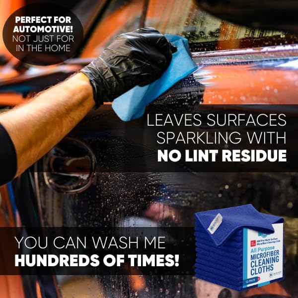 Microfiber Wholesale 12" x 12" MW Pro Multi-Surface Cleaning Cloths Dark Blue - 12 Pack | Premium
