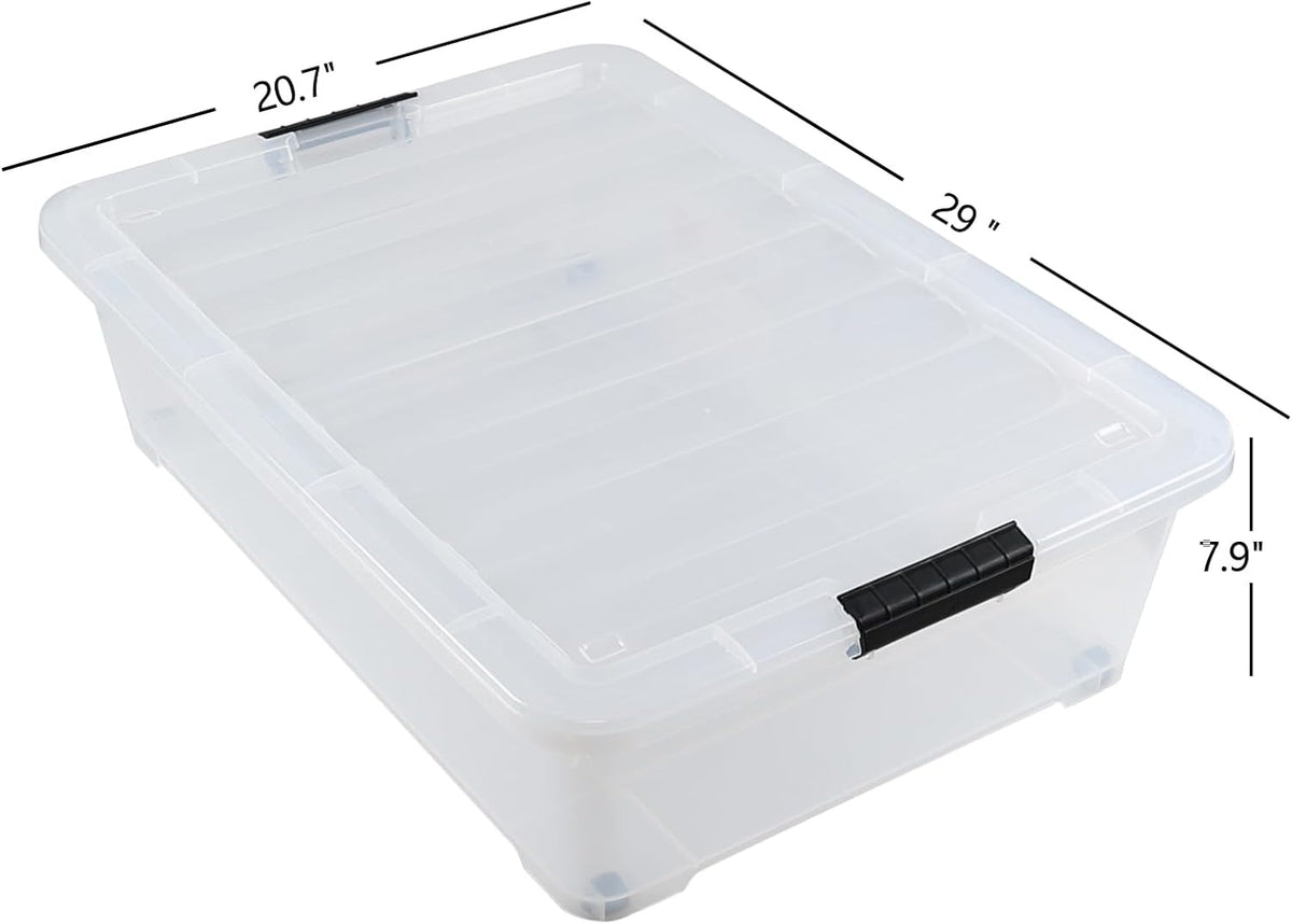 3-Pack 50 Quart Under the Bed Low Profile Storage Boxes, Large Under Bed Storage Bin with Easy