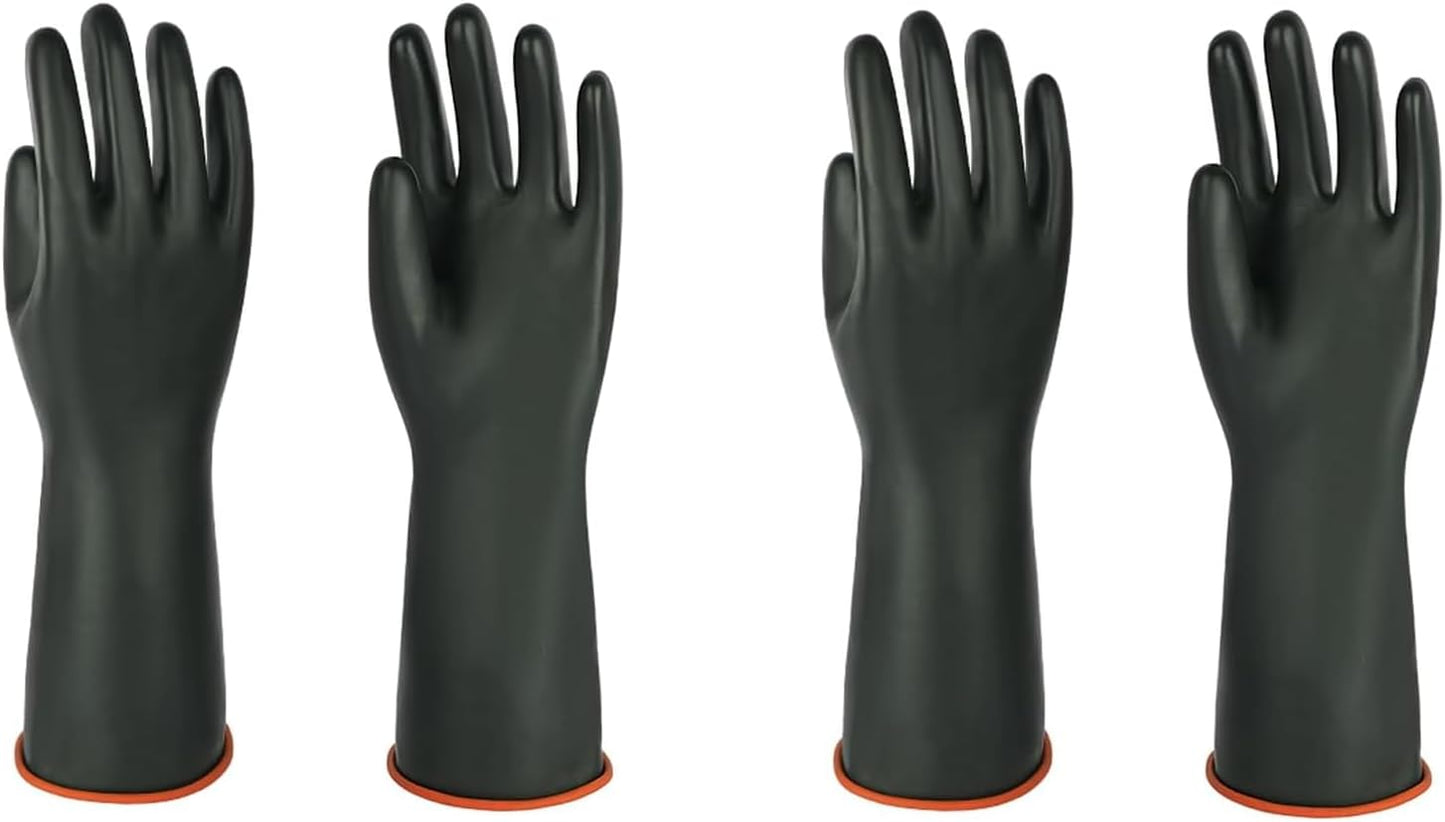 Heavy-Duty Latex Chemical Resistant Gloves - Reusable Long Rubber Dishwashing Gloves with Forearm