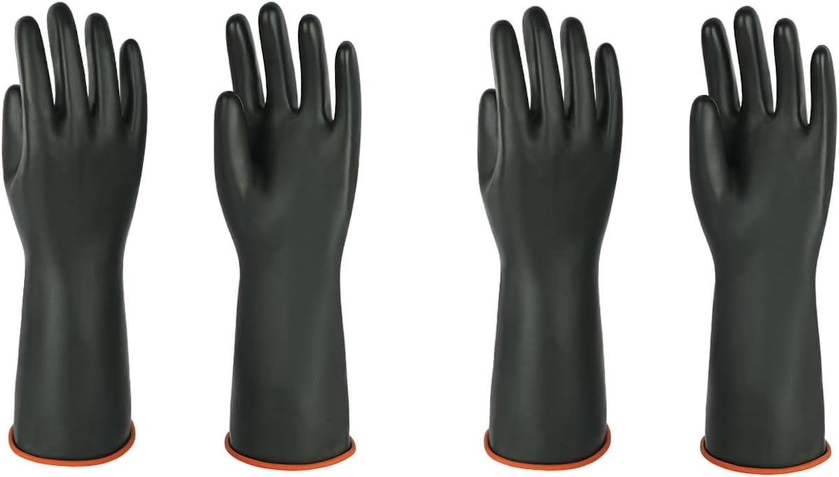 Heavy-Duty Latex Chemical Resistant Gloves - Reusable Long Rubber Dishwashing Gloves with Forearm