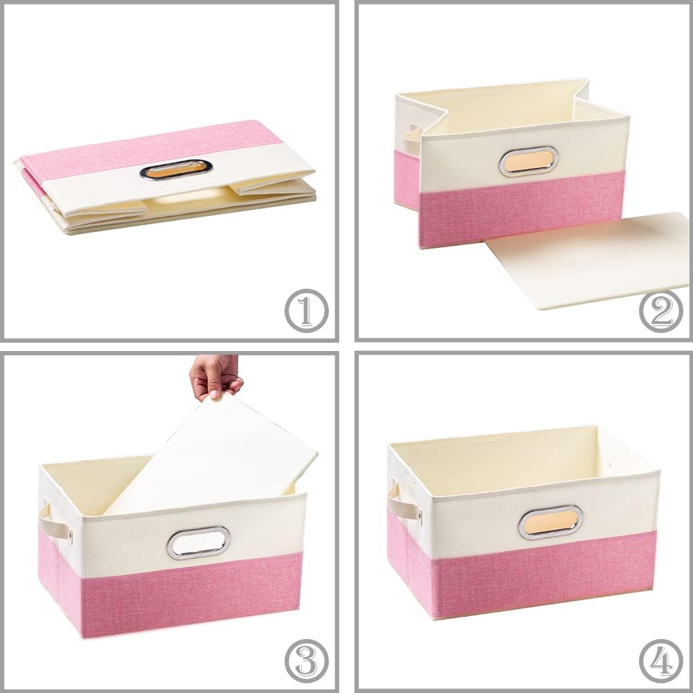 PRANDOM Large Collapsible Storage Baskets for Closet [3-pack] Decorative Fabric Storage Bins Cubes