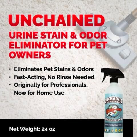 Unchained Pet Urine Stain & Odor Remover Spray – Oxygen-Based Enzyme Cleaner, Professional Strength