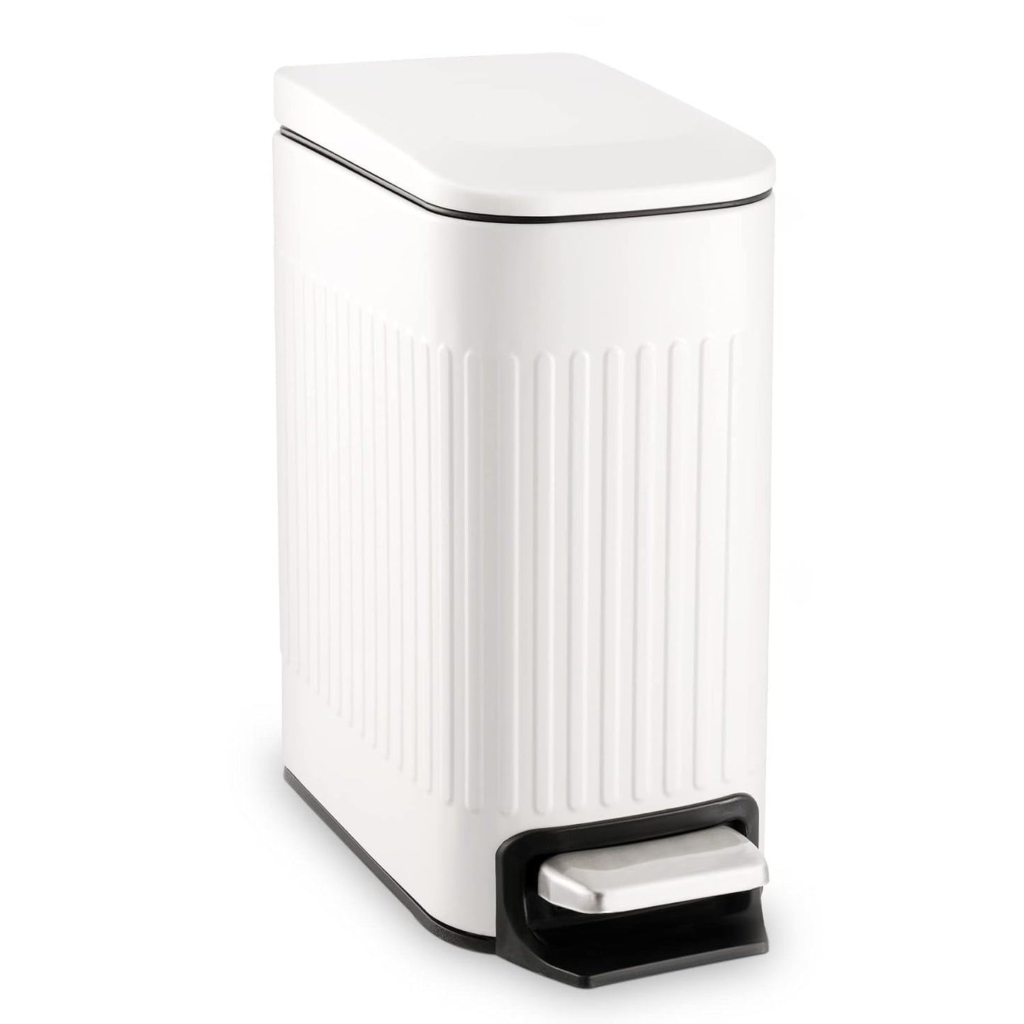 TrashAid Slim Bathroom Trash Can with Lid Soft Close, 6 Liter/1.6 Gallon Stainless Steel Small