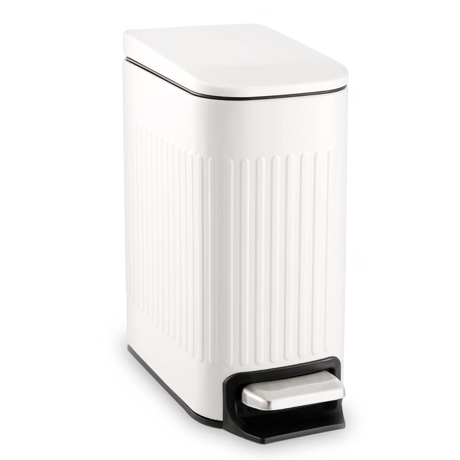 TrashAid Slim Bathroom Trash Can with Lid Soft Close, 6 Liter/1.6 Gallon Stainless Steel Small