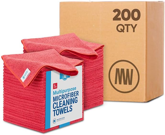 Microfiber Wholesale Bulk 16" x 16" All Purpose Towels Case Quantity (200 Count) | Large | No