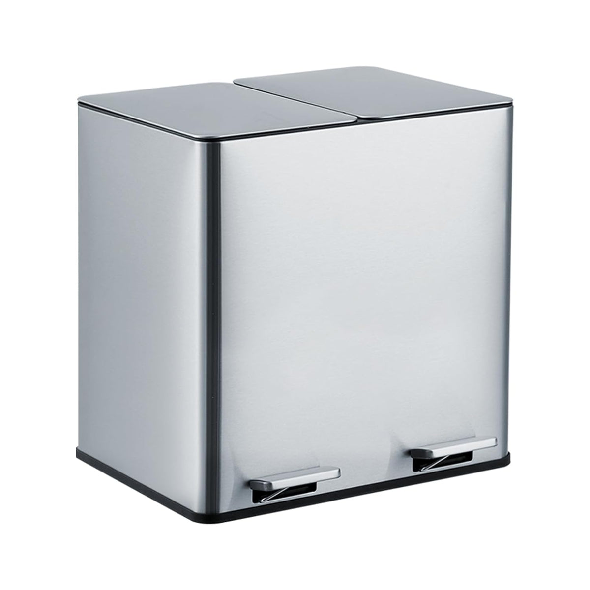 GarveeHome Dual Trash Can, 2x4 Gallon (2x15L) Stainless Steel Step Trash Can, Rectangular Garbage