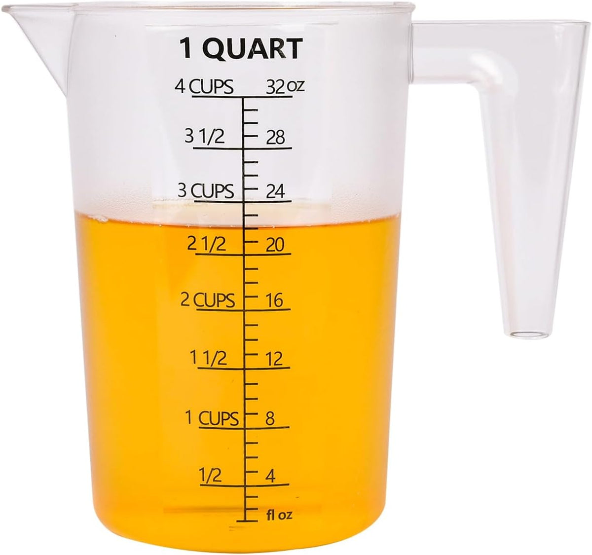 Food-Grade Plastic Measuring Pitcher – 32 Ounce & 4 Cups Measuring Cups with Handle for Liquid