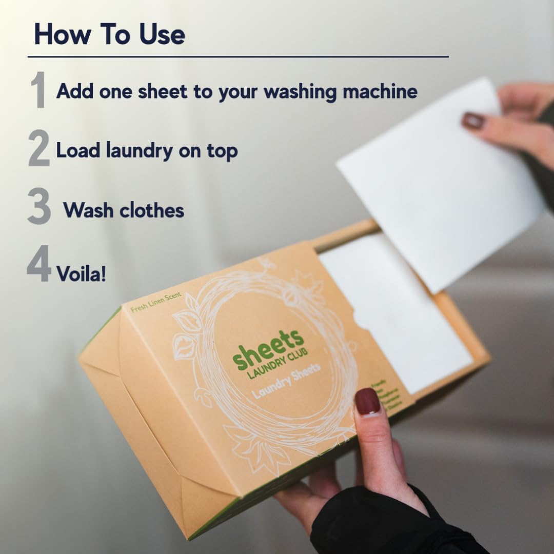Sheets Laundry Club Laundry Detergent Sheets – 50 Sheets (100 Loads), Fresh Linen, Hassle-Free