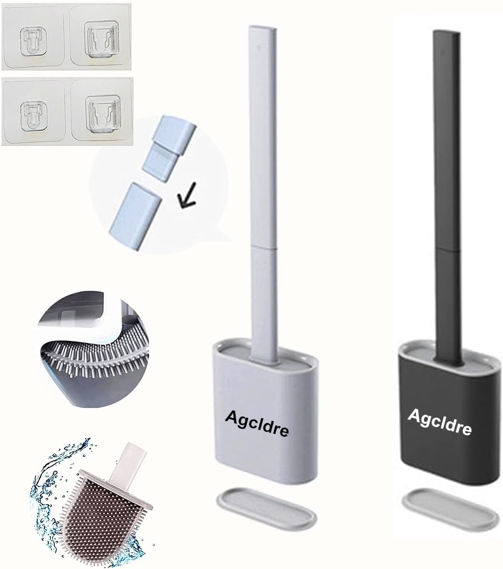 Toilet Brush with Holder Silicone Toilet Brush and Cleaning Brush for Household Bathroom Toliet