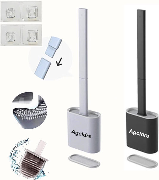 Toilet Brush with Holder Silicone Toilet Brush and Cleaning Brush for Household Bathroom Toliet