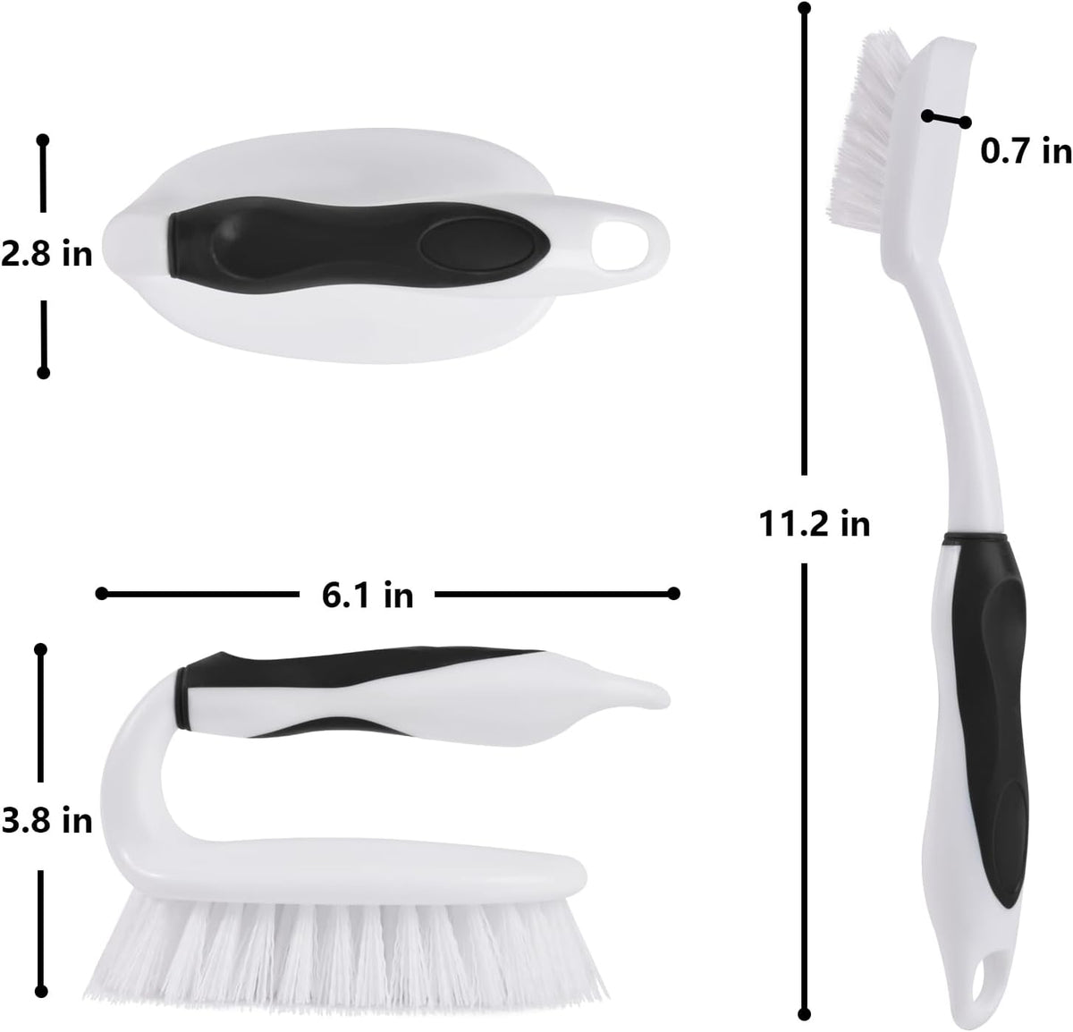 Scrub Brush Set, 4 Pack Deep Cleaning Brush Kit - 2 Scrub Brush, 2 Tile & Grout Brush with Built-in