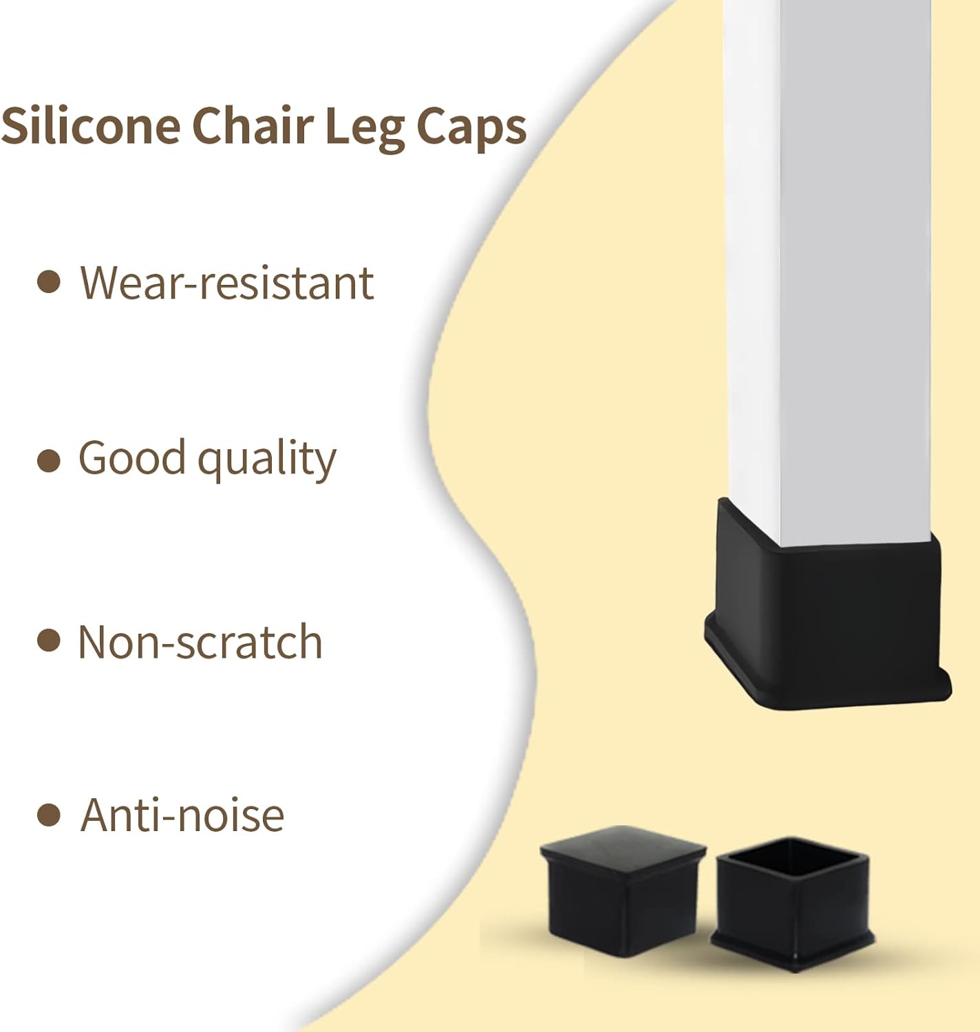 Flyshop Durable Non-Marking Silicone Chair Leg Caps Tips Floor Protectors Square Furniture Table