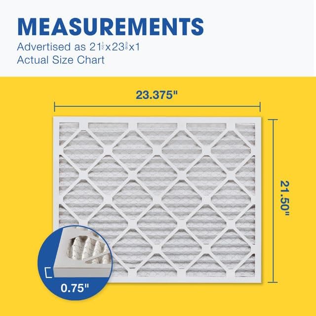 Aerostar 21 1/2x23 3/8x1 MERV 13 Pleated Air Filter, AC Furnace Air Filter, 6 Pack (Actual Size: 21