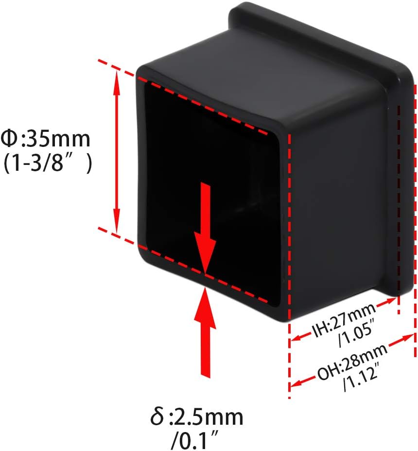 Flyshop Flexible Anti-Scratch PVC Patio Chair Table Leg Caps Tips Floor Protectors Square Furniture