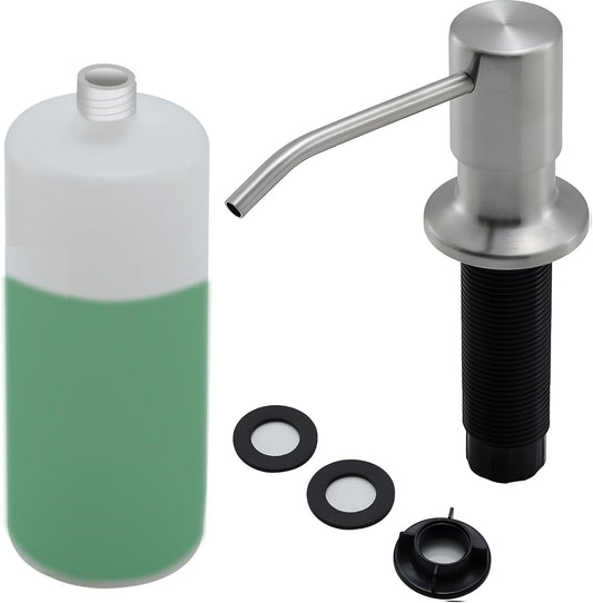 Built in Soap Dispenser for Kitchen Sink, Stainless Steel Brushed Nickel Countertop Pump Head, Dish