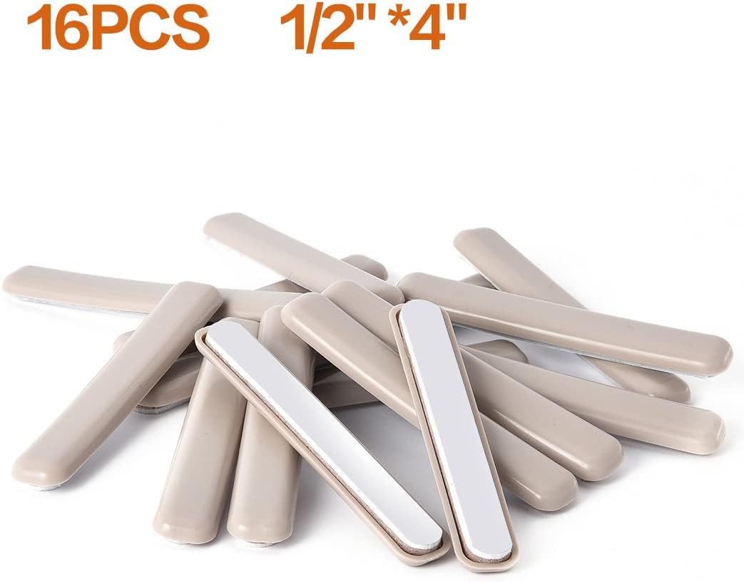 Ezprotekt 16 Pack Self-Stick Furniture Movers Sliders Strip for Carpet, 1/2 x 4 inch Rectangular