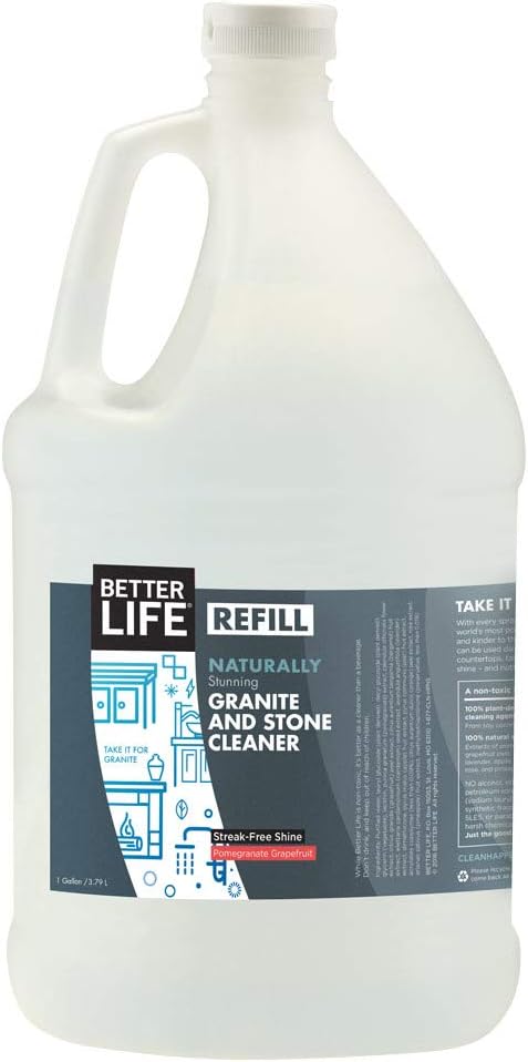 BETTER LIFE Granite Cleaner and Polish - Stone Countertop Cleaner for Marble, Quartz, Slate
