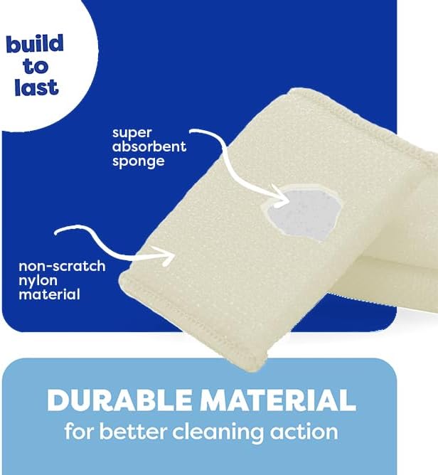 6 Scrub Sponges Kitchen by SCRUBIT, Multi-Purpose Scouring Pads, Non-Scratch Cleaning Sponges for