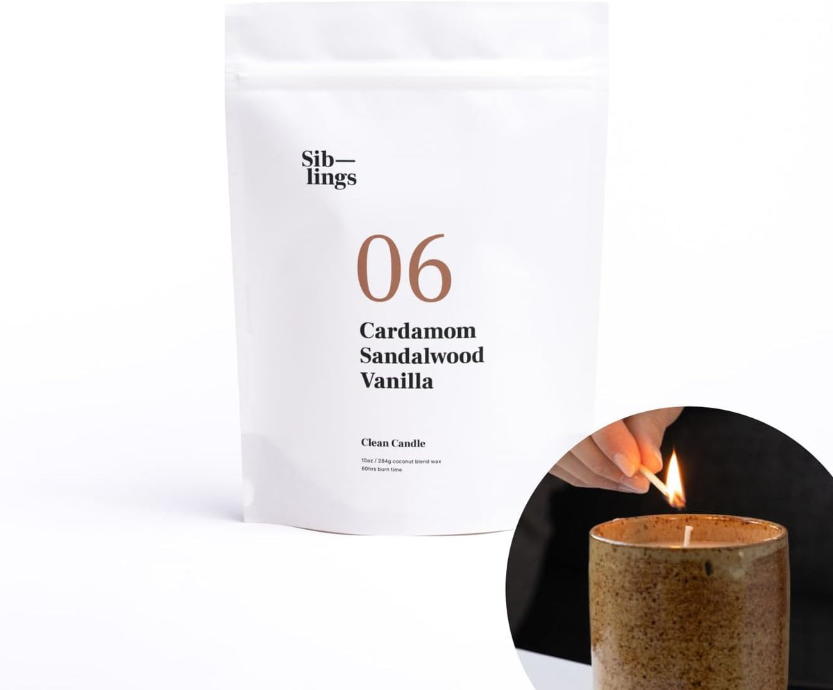 Siblings Candle Making Kit | DIY Coconut-Soy Wax Candle Kit with Wooden Wick | Scent No 06: