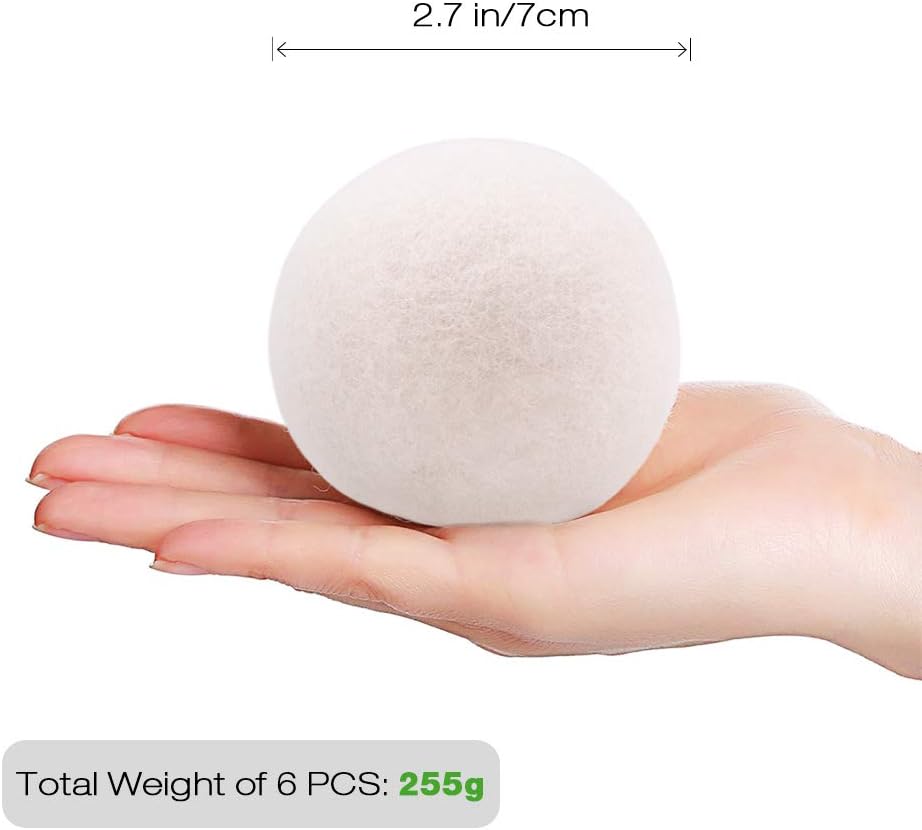 Raffaelo Wool Ball, Wool Dryer Balls XL Premium Reusable Natural Fabric Softener Pet Fur Hair
