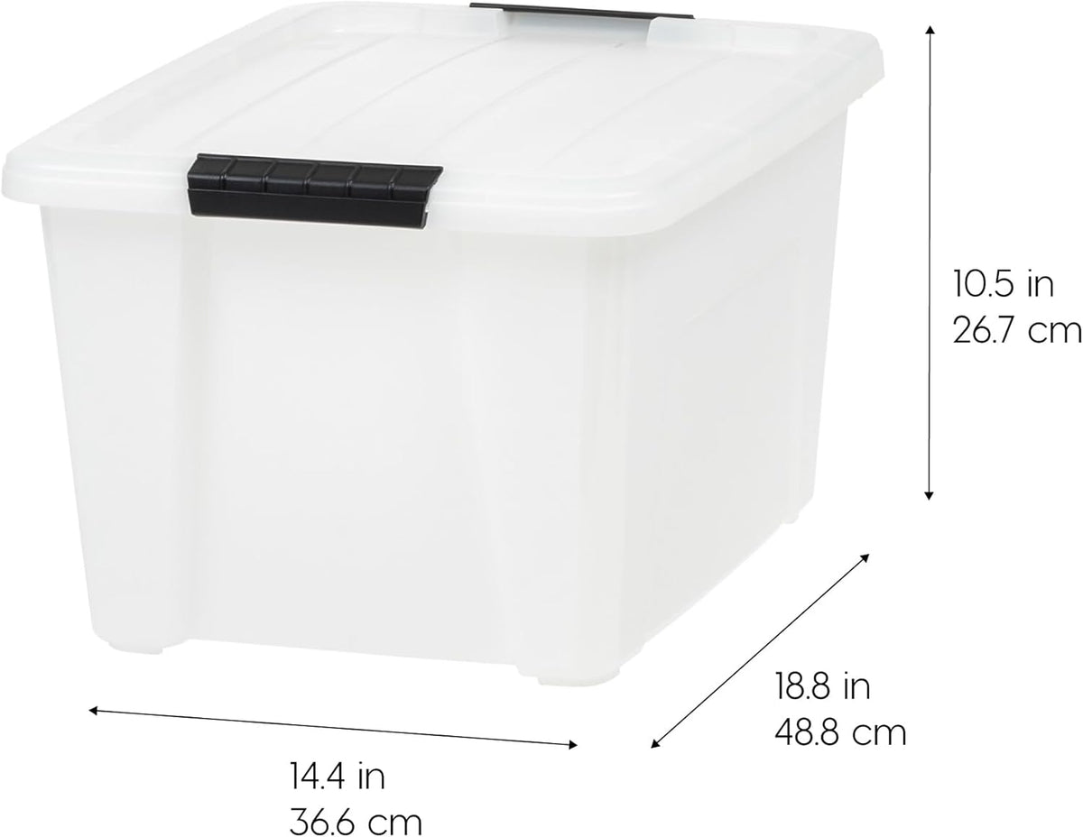 IRIS USA 33 Qt Stackable Plastic Storage Bins with Lids, 8 Pack - BPA-Free, Made in USA - Discreet