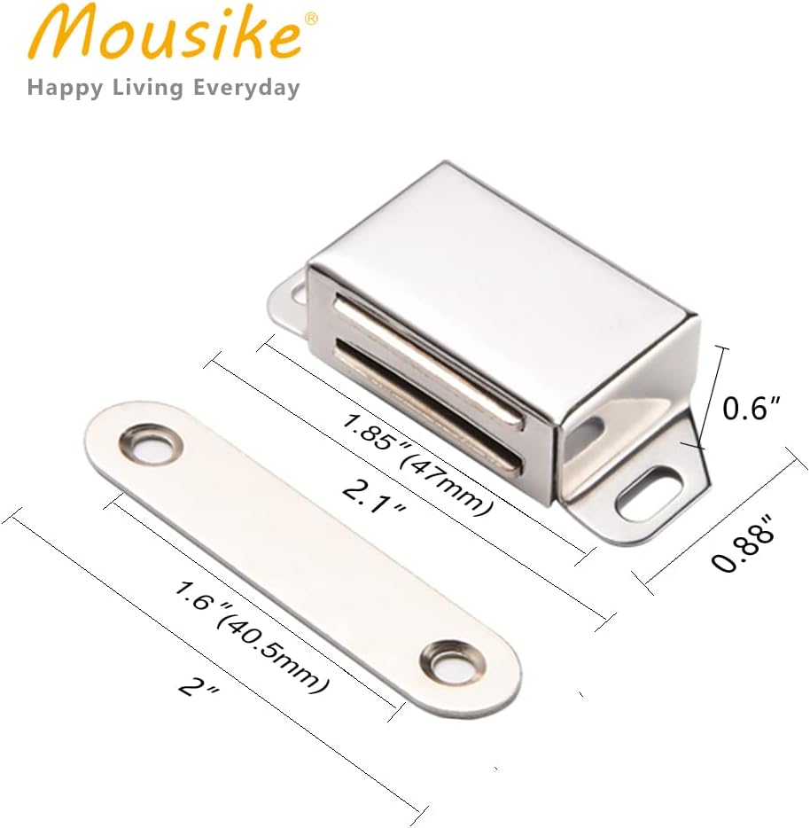 Mousike Cabinet Magnets 30lb Stainless Steel Magnetic Door Catch with Strong Magnetic for Kitchen