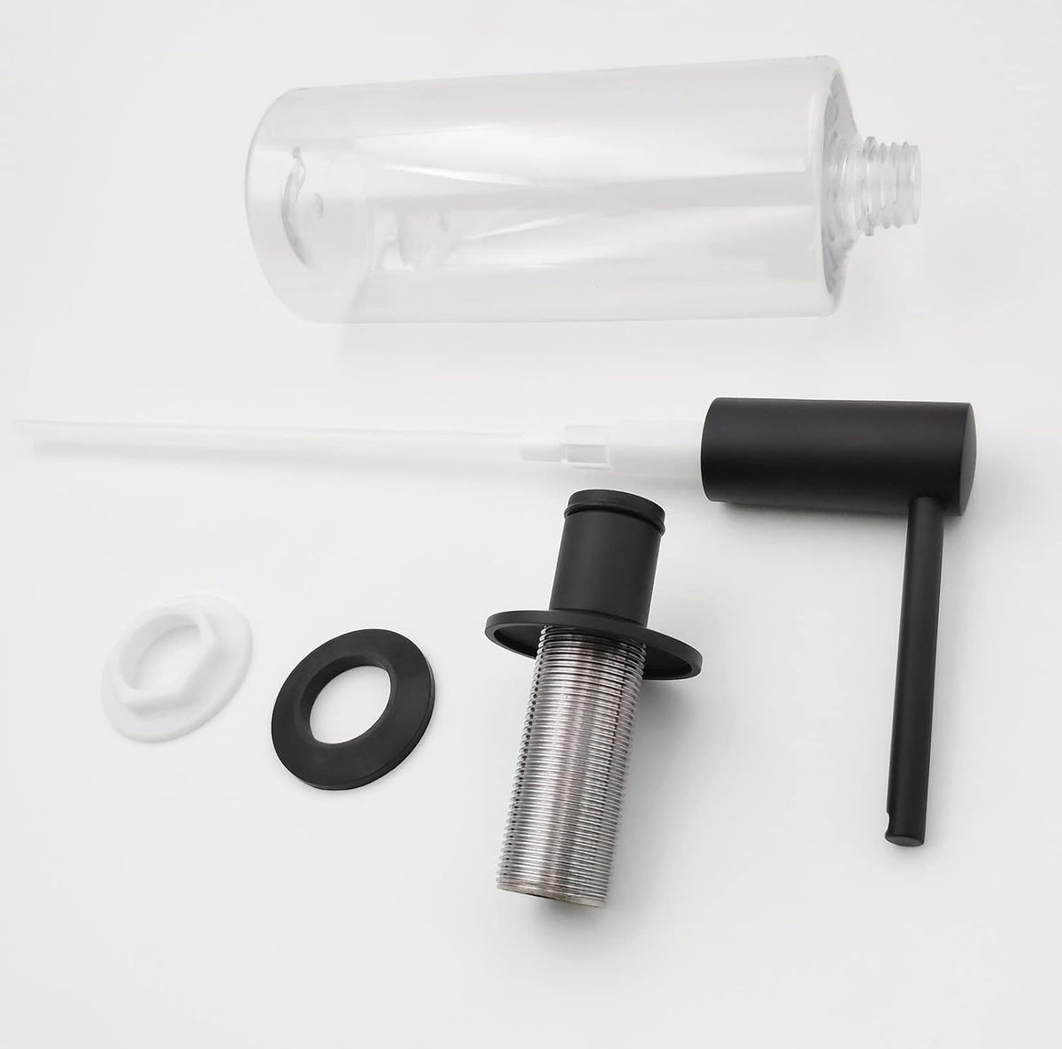 Matte Black Built in Dish Soap Dispenser for Kitchen Sink, Under Counter Brass Pump Head Hand Soap