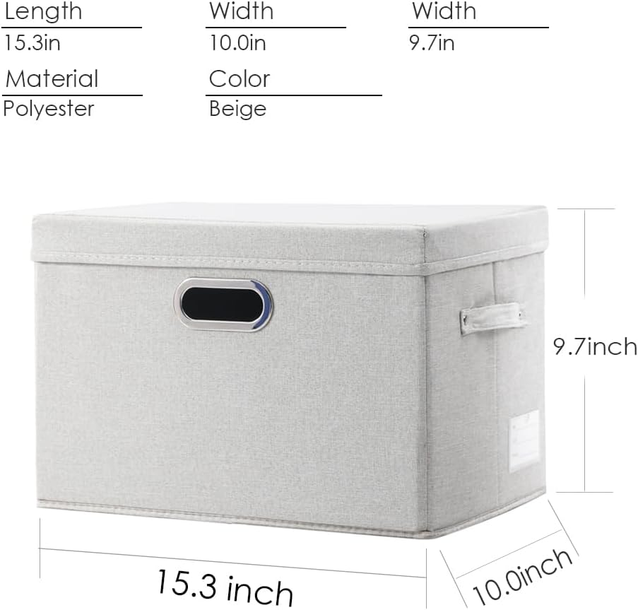 PRANDOM Collapsible Storage Bin with Lid [3-Pack] Fabric Foldable Storage Box Organizer Container