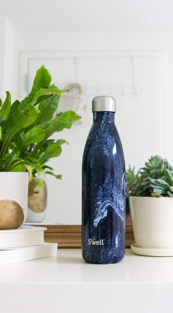 S'well Stainless Steel Water Bottle, 17oz, Azurite Marble, Triple Layered Vacuum Insulated