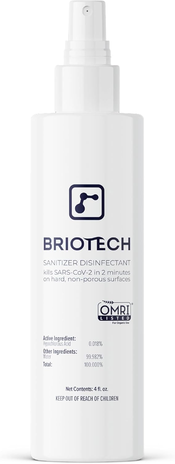 BRIOTECH Sanitizer Disinfectant Hypochlorous Spray, Kill 99.99% of Viruses & Bacteria, Control