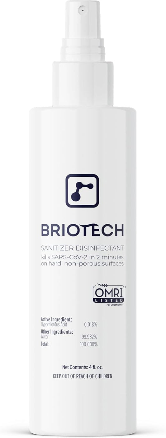 BRIOTECH Sanitizer Disinfectant Hypochlorous Spray, Kill 99.99% of Viruses & Bacteria, Control