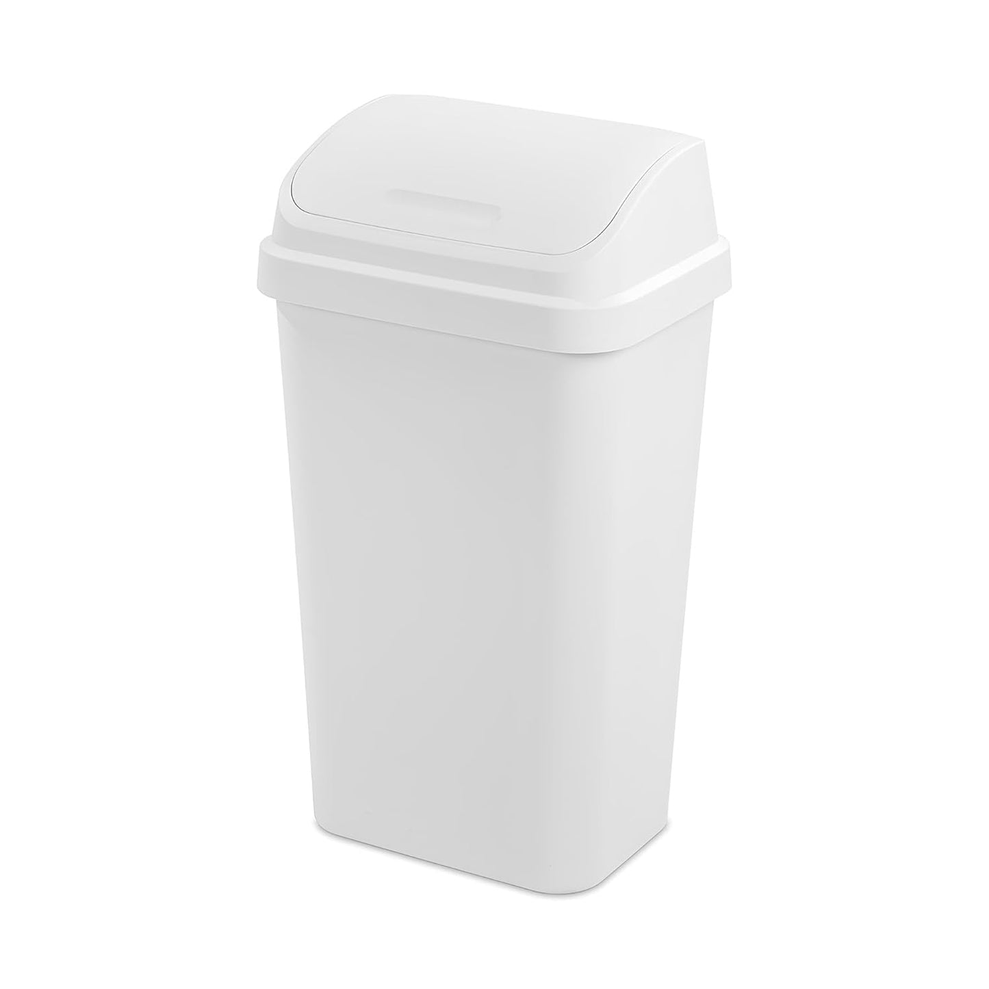 Sterilite 4-Pack Swing Top Wastebasket, Sleek Square Profile Trash Can, 13 Gallon, White - Modern