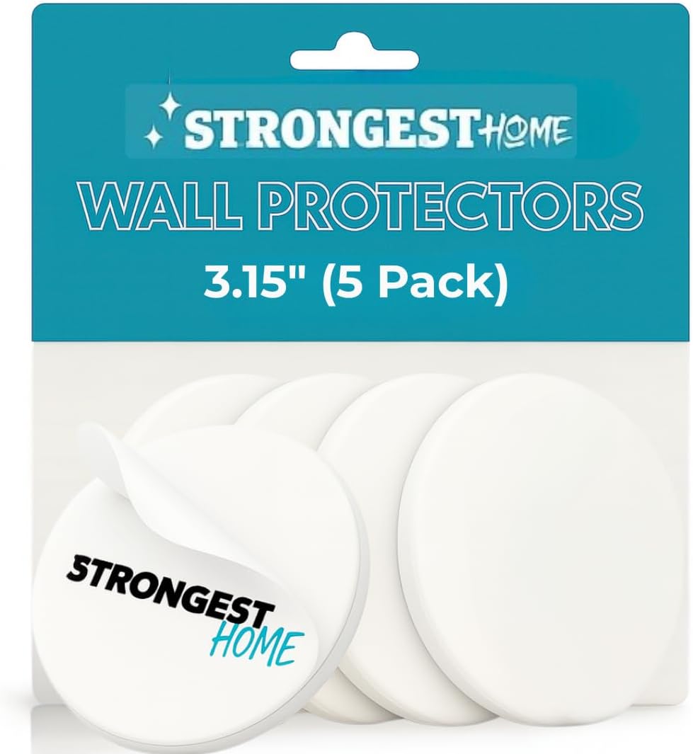 Strongest Home Wall & Door Handle Stopper 3.15" Set 5 Pieces of White Rubber Door Knob Round Wall