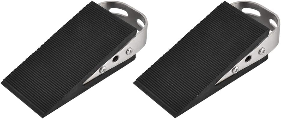 JQK Heavy Duty Door Stopper Rubber Wedge, 304 Stainless Steel Security Door Stops Works On All