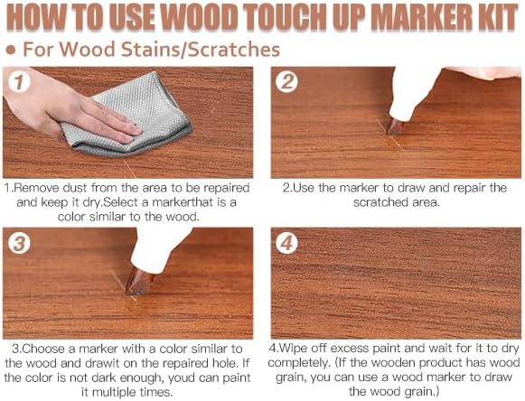 DEWEL Wood Furniture Markers & Filler Sticks Repair Kit, New Improved 18 Colors Touch Up Markers