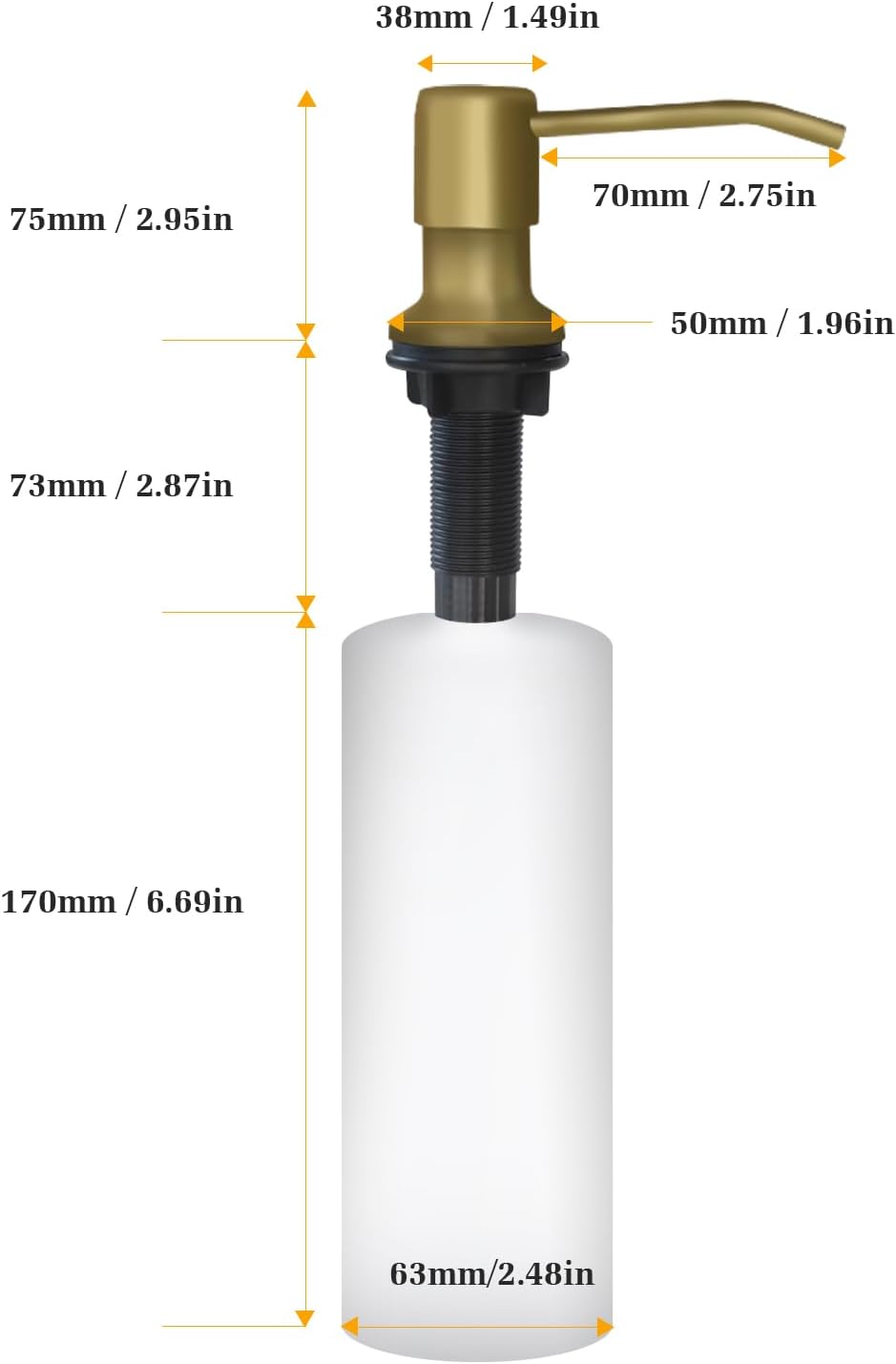 Soap Dispenser for Kitchen Sink, Built in Sink Soap Dispenser Lotion Dispenser with 17 OZ Bottle