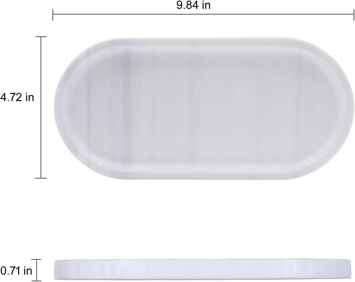 Natural Marble Tray, Oval Vanity Decorative Tray for Bathroom Counter, Countertop Stone Organizer