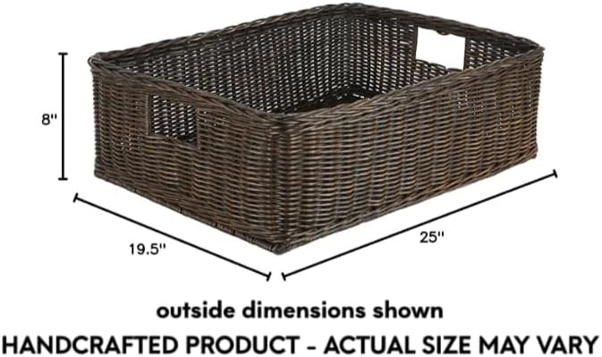 The Basket Lady Under The Bed/Basic Wicker Storage Basket, Extra Large, 25 in L x 19.5 in W x 8 in