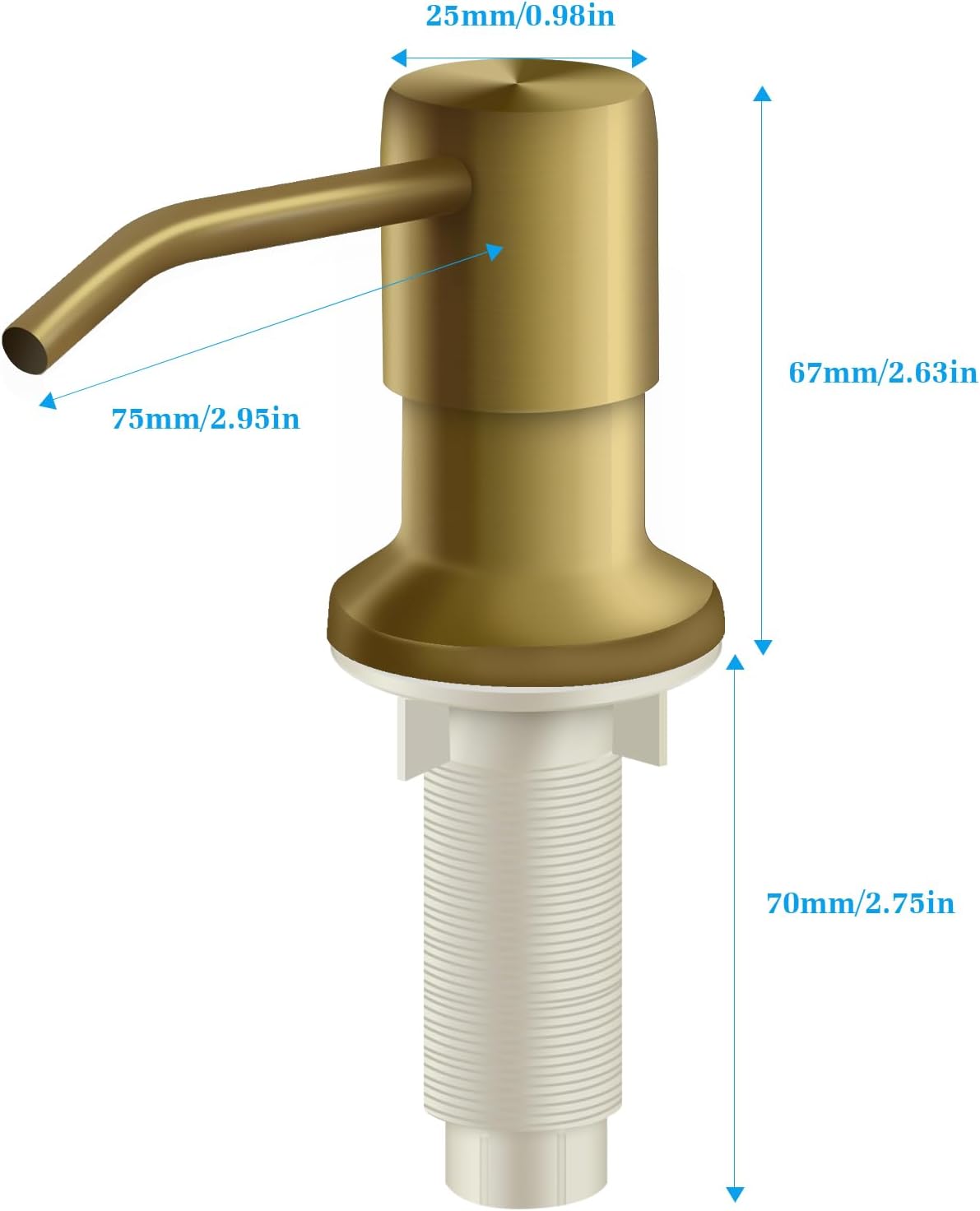 Soap Dispenser for Kitchen Sink and Extension Tube Kit, Stainless Steel Countertop SoapDispenser