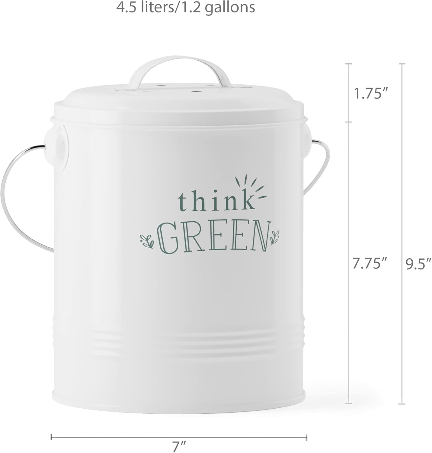 Barnyard Designs Compost Bin for Kitchen Counter - 1.2 Gallon Countertop Composter with Extra