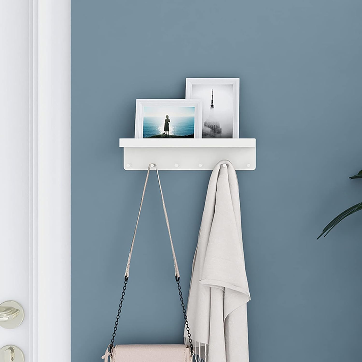 MKO Key Holder for Wall, Mail Organizer and Key Rack Wall Mount with Tray & 6 Hooks for Hallway