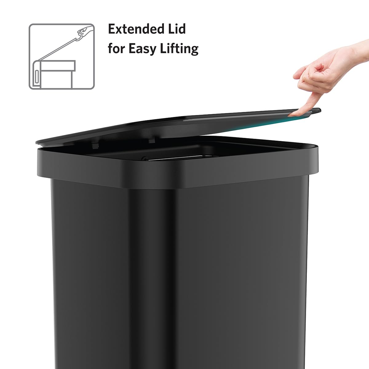 Glad Stainless Steel Step Trash Can, Series 2 with Clorox Protection - Large Black Kitchen Garbage