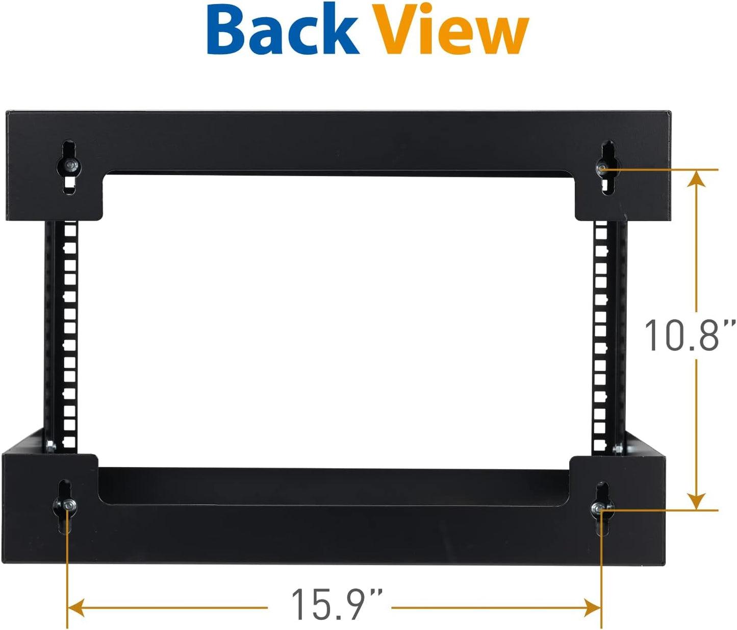 6U Wall Mount Rack Open Frame 19 Inch Server Equipment Network Cabinet 18 inches Depth Black by